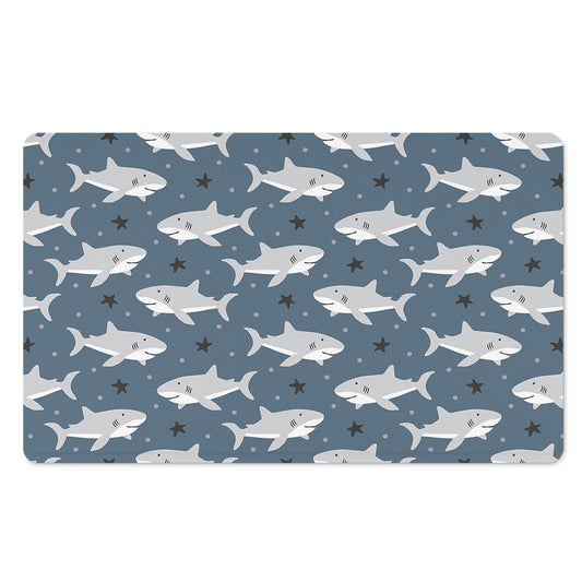 Cute White Shark Pattern Print Polyester Doormat