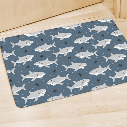 Cute White Shark Pattern Print Polyester Doormat
