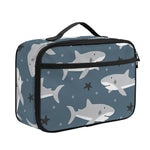 Cute White Shark Pattern Print Portable Lunch Bag