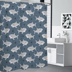 Cute White Shark Pattern Print Premium Shower Curtain