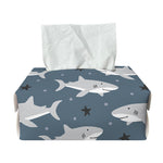 Cute White Shark Pattern Print Rectangle Tissue Box Cover