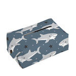 Cute White Shark Pattern Print Rectangle Tissue Box Cover