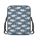 Cute White Shark Pattern Print Rectangular Crossbody Bag