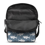 Cute White Shark Pattern Print Rectangular Crossbody Bag