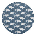Cute White Shark Pattern Print Round Blanket