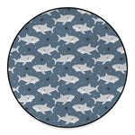 Cute White Shark Pattern Print Round Floor Mat