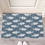 Cute White Shark Pattern Print Rubber Doormat