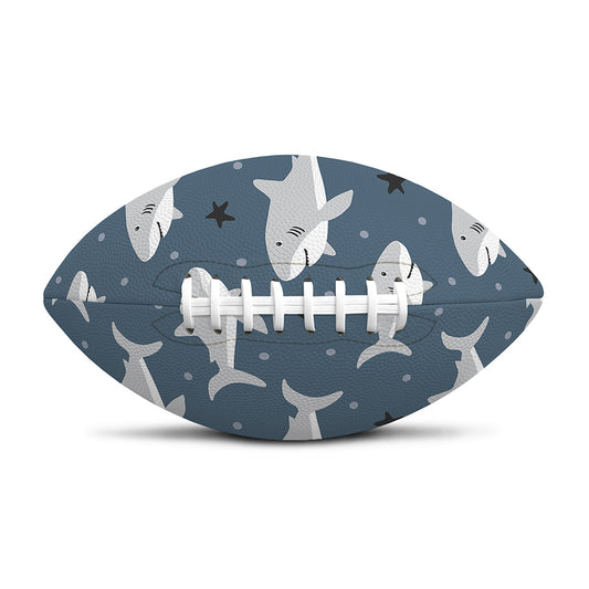 Cute White Shark Pattern Print Rugby Ball