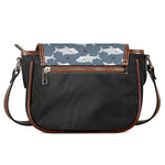 Cute White Shark Pattern Print Saddle Bag