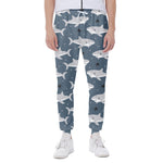 Cute White Shark Pattern Print Scuba Joggers