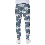 Cute White Shark Pattern Print Scuba Joggers