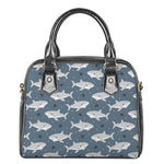 Cute White Shark Pattern Print Shoulder Handbag