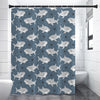 Cute White Shark Pattern Print Shower Curtain