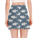 Cute White Shark Pattern Print Side Slit Mini Skirt