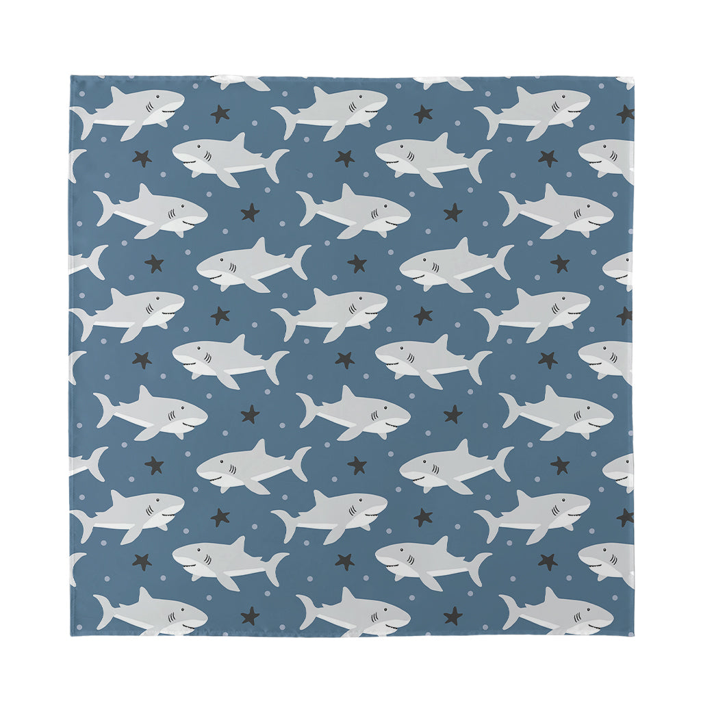 Cute White Shark Pattern Print Silk Bandana