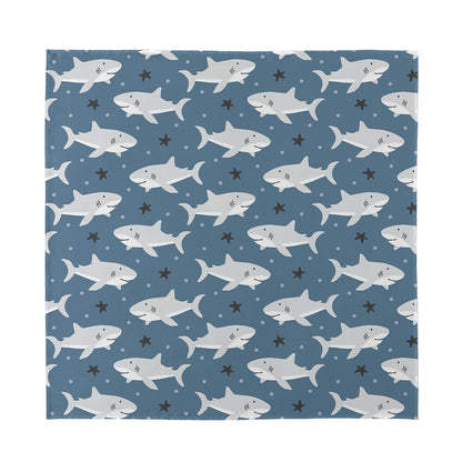 Cute White Shark Pattern Print Silk Bandana