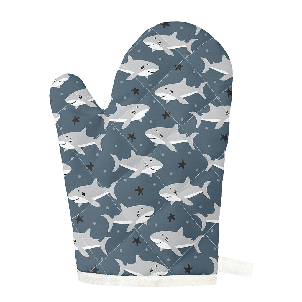 Cute White Shark Pattern Print Single Oven Mitt
