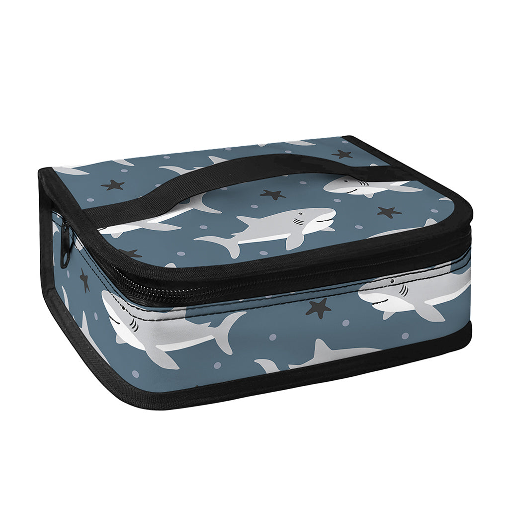 Cute White Shark Pattern Print Small Lunch Bag