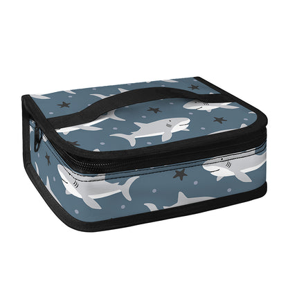 Cute White Shark Pattern Print Small Lunch Bag