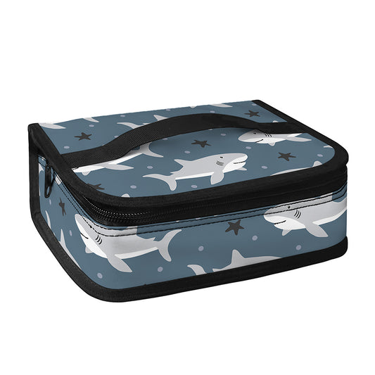 Cute White Shark Pattern Print Small Lunch Bag
