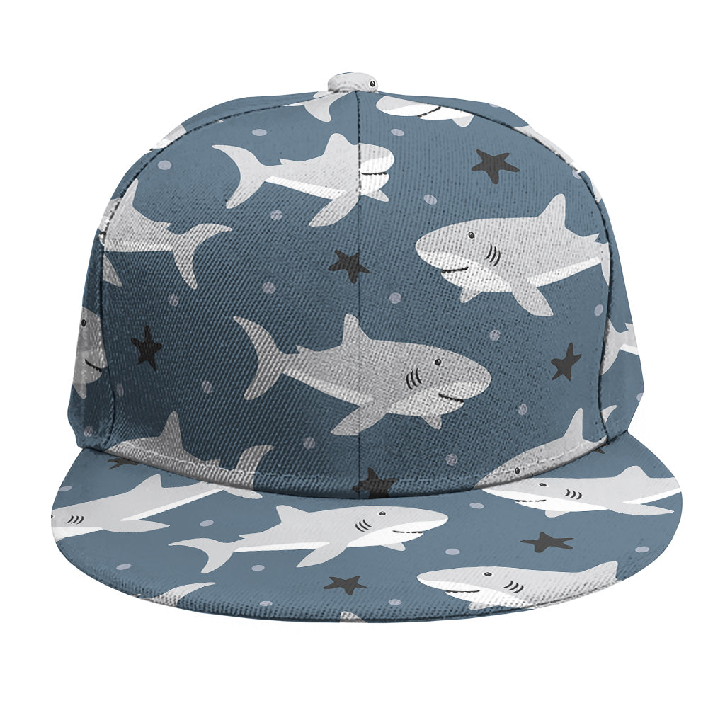 Cute White Shark Pattern Print Snapback Cap