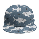 Cute White Shark Pattern Print Snapback Cap