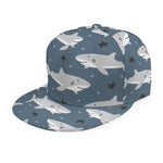 Cute White Shark Pattern Print Snapback Cap
