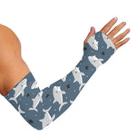 Cute White Shark Pattern Print Sun Protection Arm Sleeves
