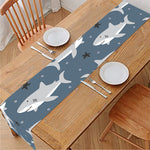Cute White Shark Pattern Print Table Runner