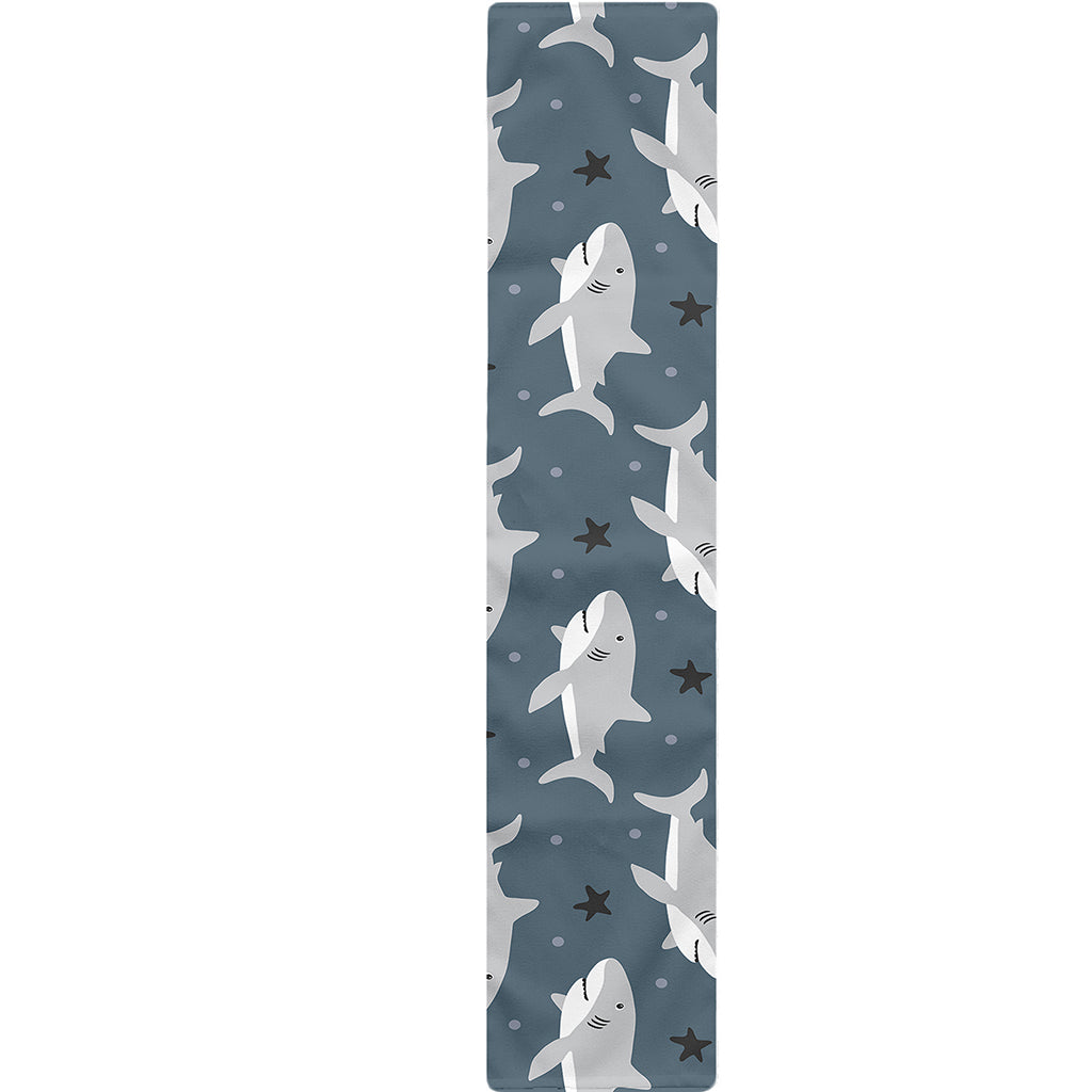 Cute White Shark Pattern Print Table Runner