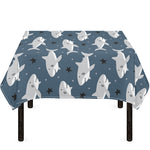 Cute White Shark Pattern Print Tablecloth