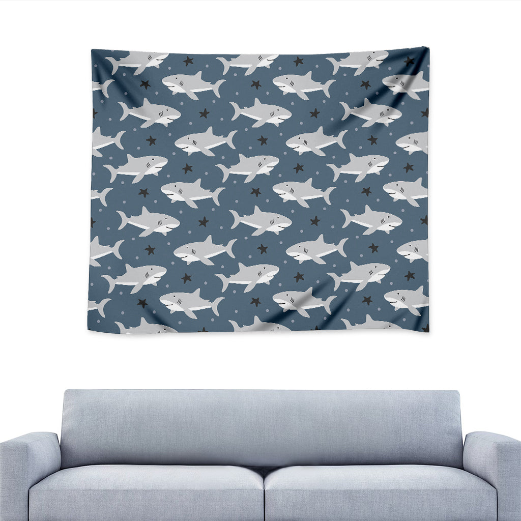 Cute White Shark Pattern Print Tapestry