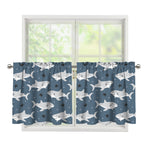 Cute White Shark Pattern Print Tier Curtains
