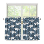 Cute White Shark Pattern Print Tier Curtains