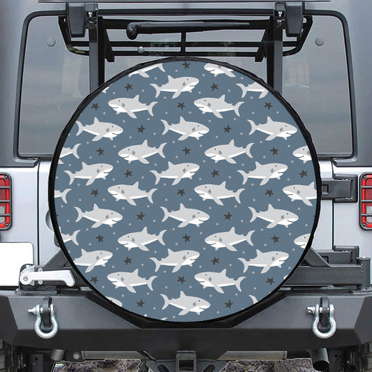 Cute White Shark Pattern Print Tire Cover