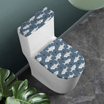 Cute White Shark Pattern Print Toilet Lid And Tank Cover Set