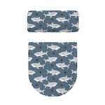 Cute White Shark Pattern Print Toilet Lid And Tank Cover Set