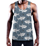 Cute White Shark Pattern Print Training Tank Top