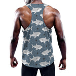 Cute White Shark Pattern Print Training Tank Top