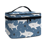 Cute White Shark Pattern Print Travel Makeup Bag