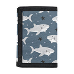 Cute White Shark Pattern Print Trifold Wallet