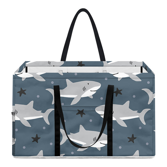 Cute White Shark Pattern Print Utility Tote Bag