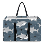 Cute White Shark Pattern Print Utility Tote Bag