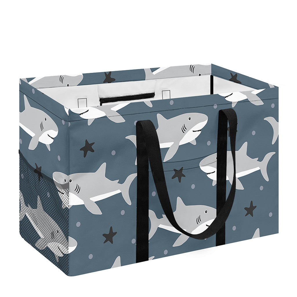 Cute White Shark Pattern Print Utility Tote Bag
