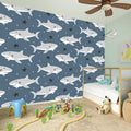 Cute White Shark Pattern Print Wall Sticker