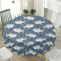 Cute White Shark Pattern Print Waterproof Round Tablecloth