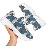 Cute White Shark Pattern Print White Chunky Shoes