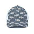 Cute White Shark Pattern Print White Mesh Trucker Hat