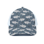 Cute White Shark Pattern Print White Mesh Trucker Cap