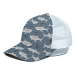 Cute White Shark Pattern Print White Mesh Trucker Cap